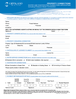 Water and Wastewater Connection Application