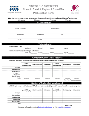 National PTA Reflections Participation Form