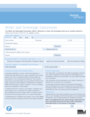 Water and Sewerage Concession Application