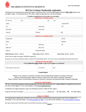 2014 New Graduate Membership Application