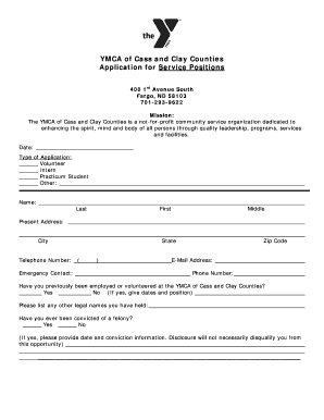 YMCA Service Position Application