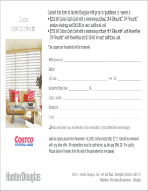 Hunter Douglas Costco Rebate Form