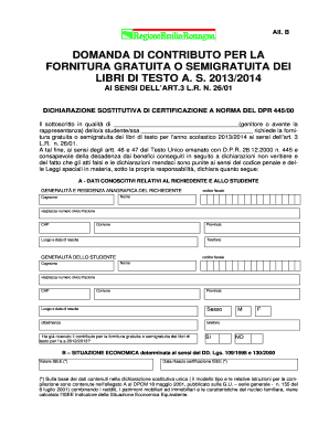 Domanda di Contributo per la Fornitura Gratuita o Semigratuita dei Libri di Testo