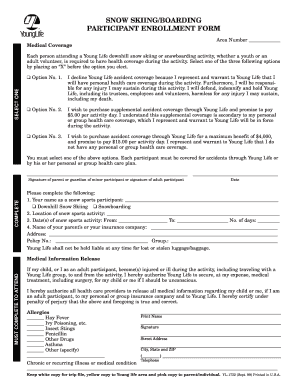 Young Life Snow Sports Enrollment Form