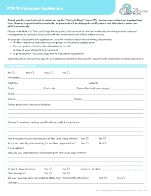 Volunteer Application Form