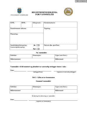 Water Meter Registration Form