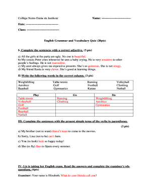 English Grammar and Vocabulary Quiz