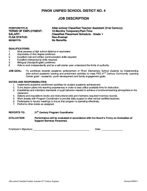 Afterschool Classified Teacher Assistant (21st Century) - pusdatsa