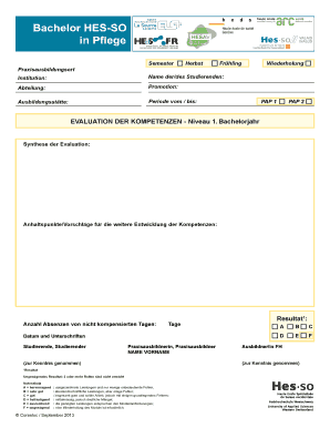 Formulaire d'évaluation des compétences en soins infirmiers
