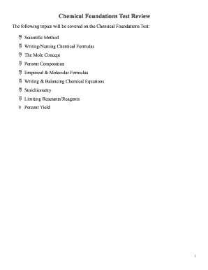 Chemical Foundations Test Review