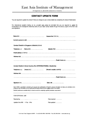 Student Contact Details Update Form