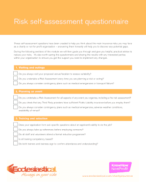 Self employment questionnaire - Risk self-assessment questionnaire - Knowhow Nonprofit