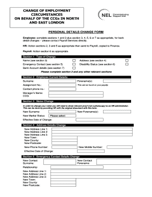 Employee Personal Details Change Form