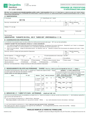Demande de prestations d’assurance maladie