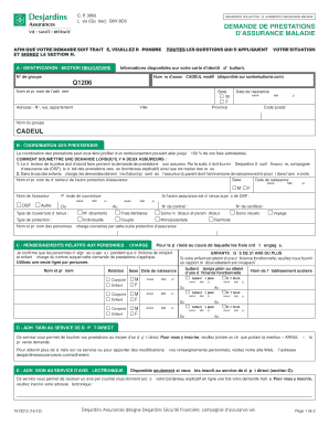 DEMANDE DE PRESTATIONS D’ASSURANCE MALADIE