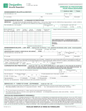 Demande de prestations pour frais dentaires