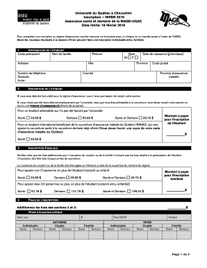 Formulaire d’inscription à l’assurance santé et dentaire de la MAGE-UQAC