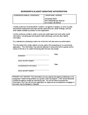 Borrower's Blanket Signature Authorization