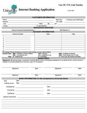 Internet Banking Application Form