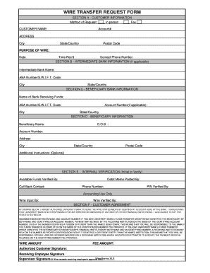 Wire Transfer Request Form