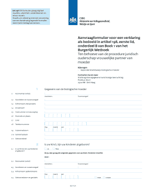 Aanvraagformulier voor een verklaring als bedoeld in artikel 198, eerste lid, onderdeel B van Boek 1 van het Burgerlijk Wetboek