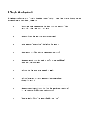 Church Worship Evaluation Form