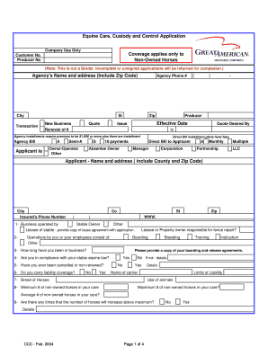 Equine Care Custody and Control Application