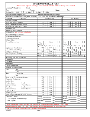 Dwelling Coverage Form