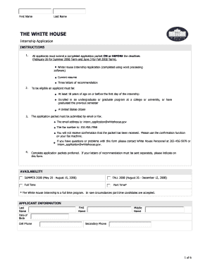 White House Internship Application