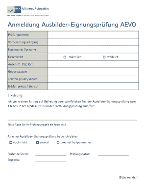 Anmeldung Ausbilder-Eignungsprüfung AEVO
