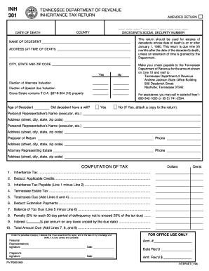 Tennessee Inheritance Tax Return
