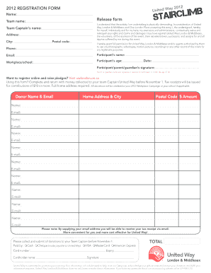 United Way Registration and Waiver Form