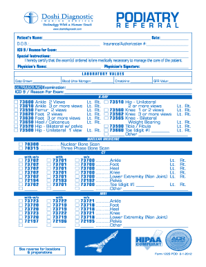 Podiatry Referral Form