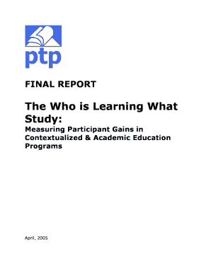 The Who is Learning What Study: - PTP Adult Learning and ... - ptp