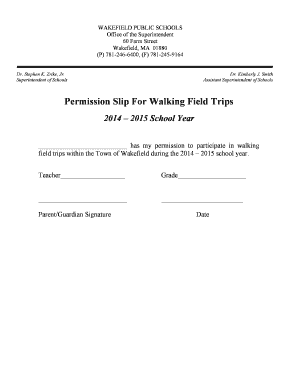 Permission Slip For Walking Field Trips