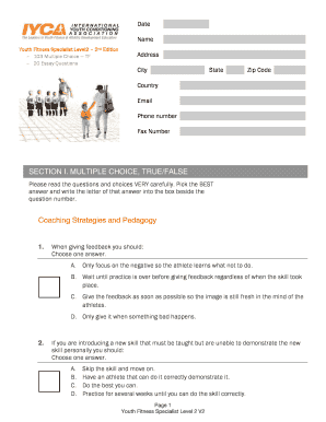 Youth Fitness Specialist Level 2 Exam