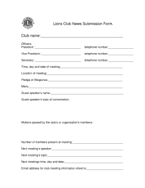 Lions Club News Submission Form