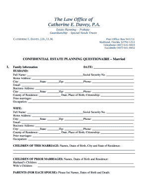 Confidential Estate Planning Questionnaire