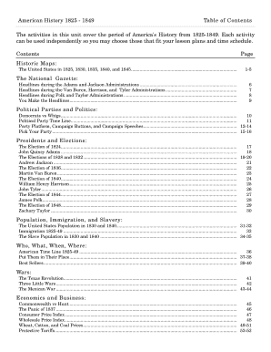 American History 1825-1849 Educational Unit