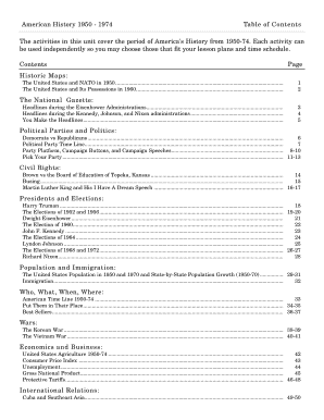 American History 1950-1974 Educational Workbook