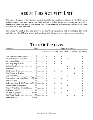 Appliance Purchase Activity Unit