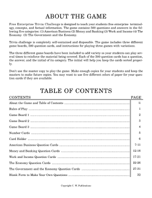 Free Enterprise Trivia Challenge Game