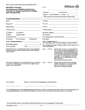 Anmeldung zur Kollektivversicherung