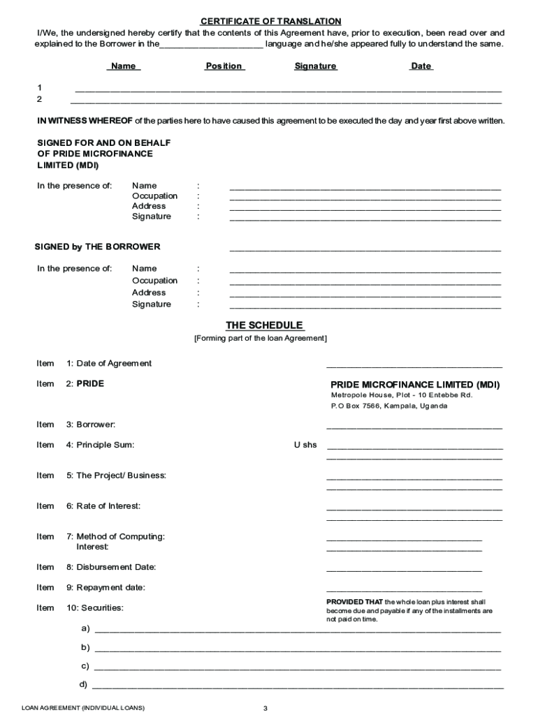 Loan Agreement Sample Uganda - Fill Online, Printable, Fillable With Blank Loan Agreement Template