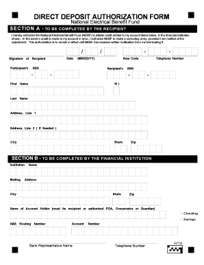 Direct Deposit Authorization Form