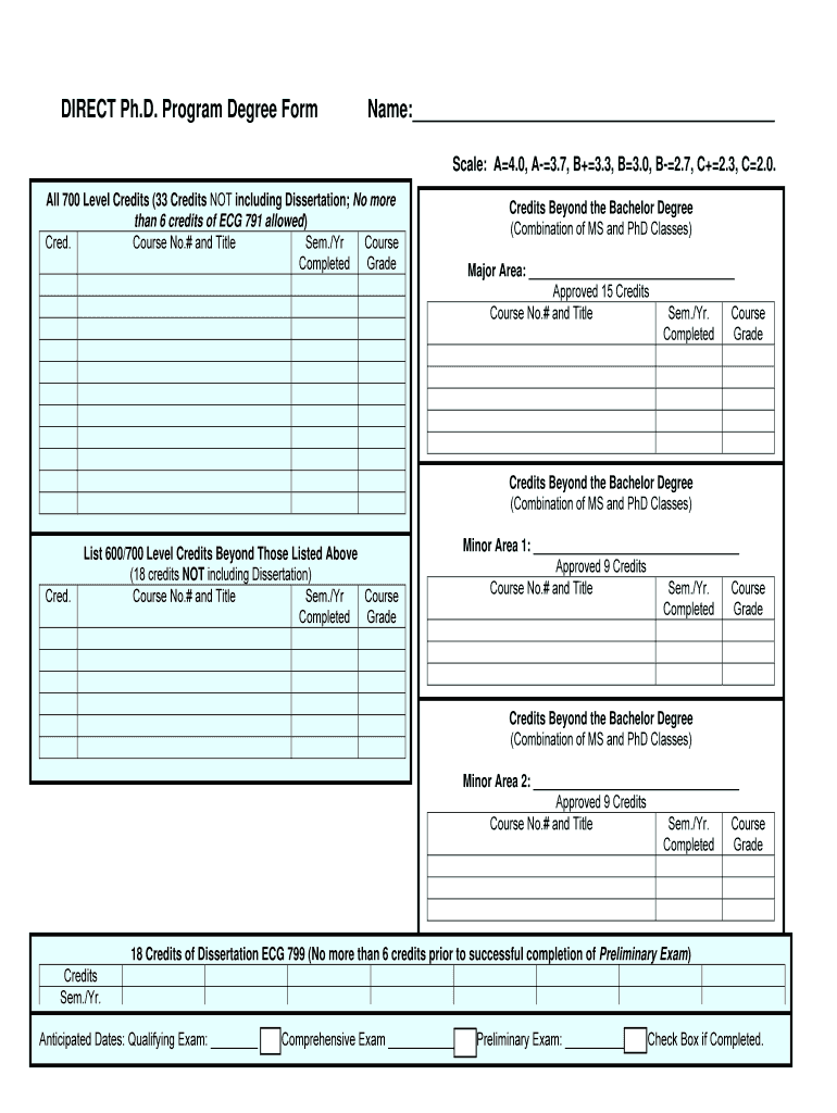 Fillable Online ece unlv DIRECT PhD Program Degree Form Name