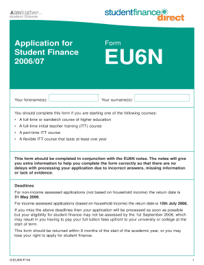 EU Student Finance Application Form 2006/07