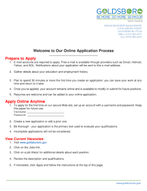 City of Goldsboro Online Job Application