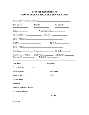 New Water Customer Service Form