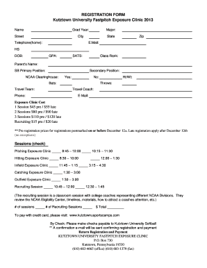 REGISTRATION FORM Kutztown University Fastpitch Exposure